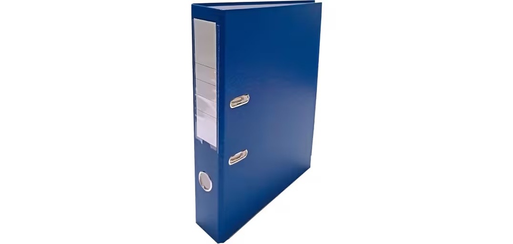 ARCHIVADOR DE PALANCA FORRADO EN POLIPROPILENO 50 MM CARTÓN 2 ANILLAS A4 AZUL