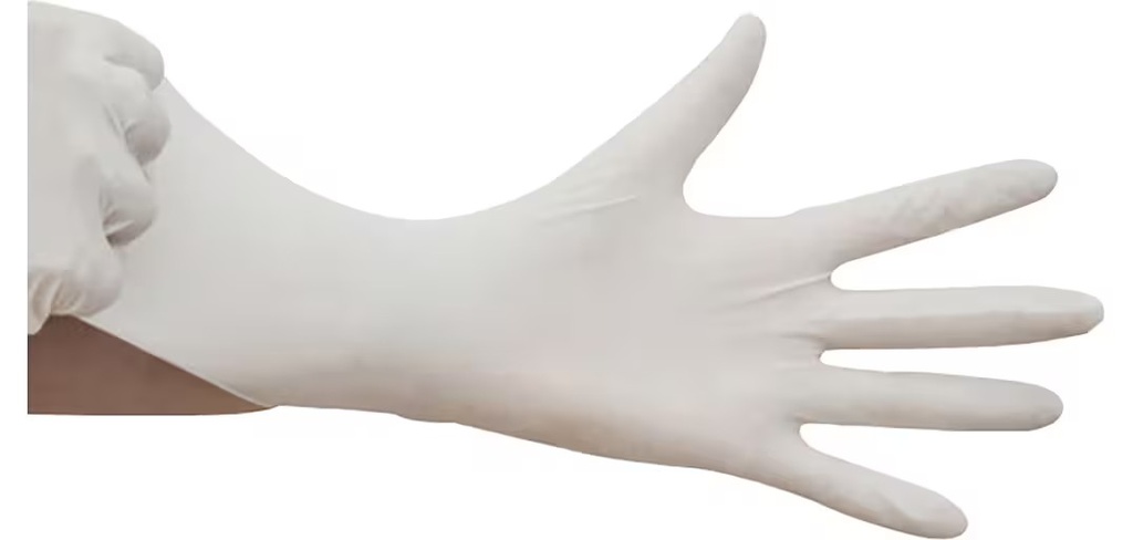 GUANTES DESECHABLES DE LÁTEX COLOR BLANCO TALLA M - CAJA DE 100